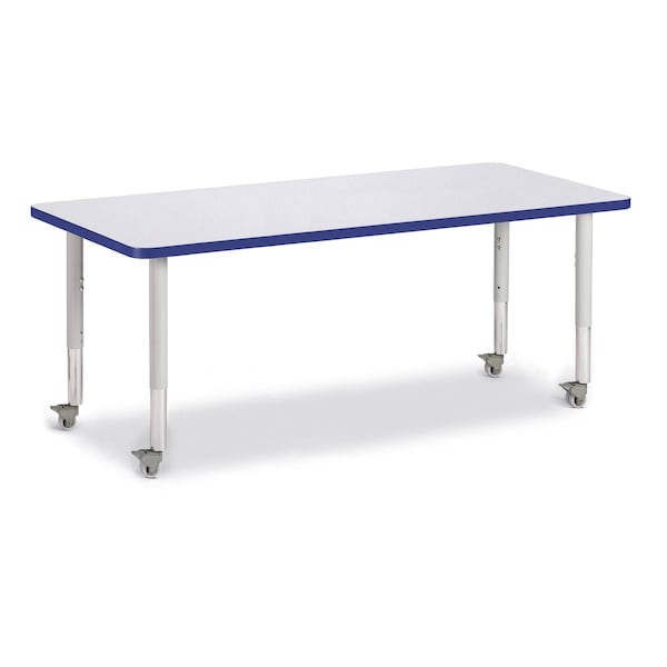Berries Rectangle Activity Table, 30 in. x 72 in., Mobile, Freckled Gray/Blue/Gray